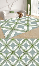 现代北欧绿色几何客厅地毯地垫