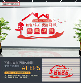 红色物业文化墙