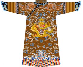 江崖海水纹火焰祥云团花棕滚龙袍