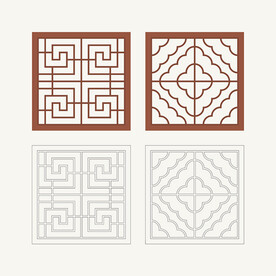 正方形窗花格 花窗 中式图案