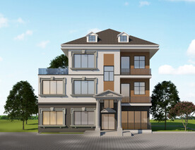 两层半别墅外观设计案例效果图