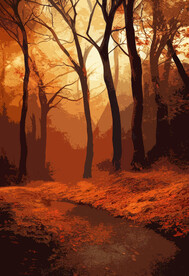 秋天的森林扁平风插画