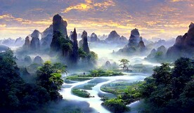 新中式现代轻奢禅意山水装饰画