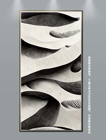 侘寂轻奢黑白肌理画玄关装饰画