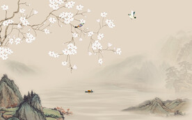 新中式花鸟画背景墙