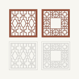 正方形窗花格 花窗 中式图案