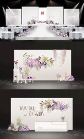 简约白紫色婚礼效果图