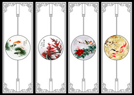 高清分层透明底推拉门打印图