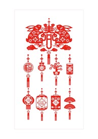 新年福字剪纸灯笼