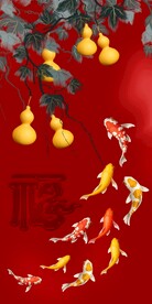 金色葫芦九鱼玄关