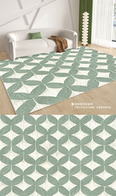 现代北欧绿色几何客厅地毯地垫