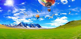 蓝天白云田园风光