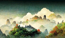 新中式富贵复古山水风景装饰画