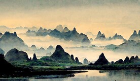 新中式富贵复古山水风景装饰画