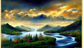 新中式富贵复古山水风景装饰画