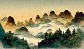 新中式山水风景画鎏金装饰画