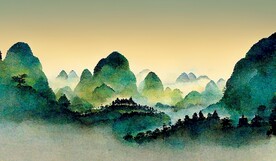 新中式山水古典客厅床头装饰画