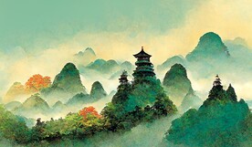 新中式山水古典客厅床头装饰画