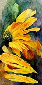 现代简约彩绘抽象向日葵装饰画