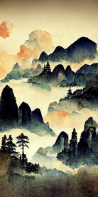 新中式抽象山水水墨风景装饰画