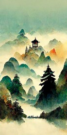 新中式抽象山水水墨风景装饰画