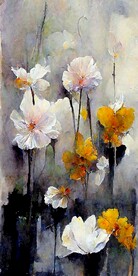 新中式抽象唯美花卉创意装饰画