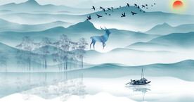 高清分层水墨山水背景