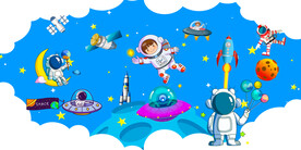 卡通太空宇航员背景墙