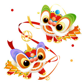 2023舞狮插画元素