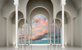 3D拱门建筑背景墙壁画