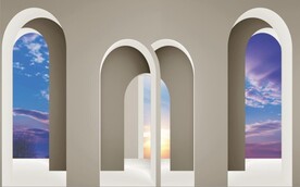 3D拱门建筑背景墙壁画