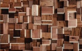 3D抽象光影木块背景墙