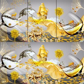 轻奢装饰画 红酒杯 三联画