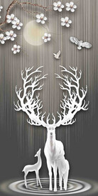 高清分层白鹿装饰画