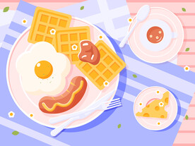 AI扁平美食插画