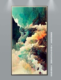 中国风抽象山水玄关装饰画