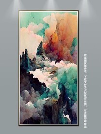 中国风抽象山水玄关装饰画