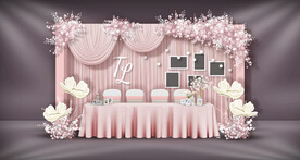 粉色婚礼签到区