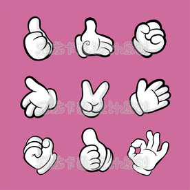 卡通简笔画手部手势2023手套