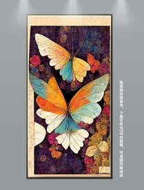 复古抽象花纹玄关装饰画