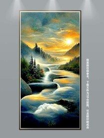 唯美山水风景玄关装饰画