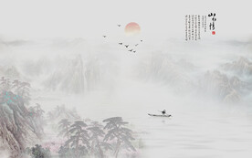 新中式别墅背景墙