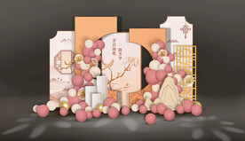 橙色中式婚礼迎宾区