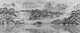 国画水墨山水壁画背景墙