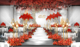 白色纯净婚礼效果图红白灯光舞美