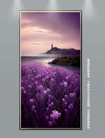 梦幻紫色花海玄关装饰画