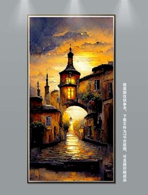 北欧城市风景玄关装饰画