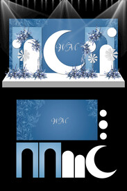 蓝色婚礼KT板设计