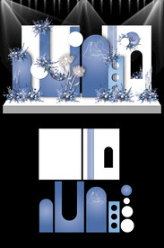 蓝色婚礼KT板设计PSD分层