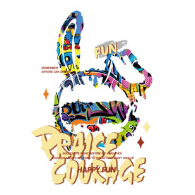 潮流彩色兔子印花图案